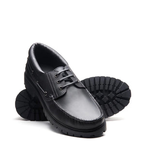 Solovair The Boat Shoe Black Greasy