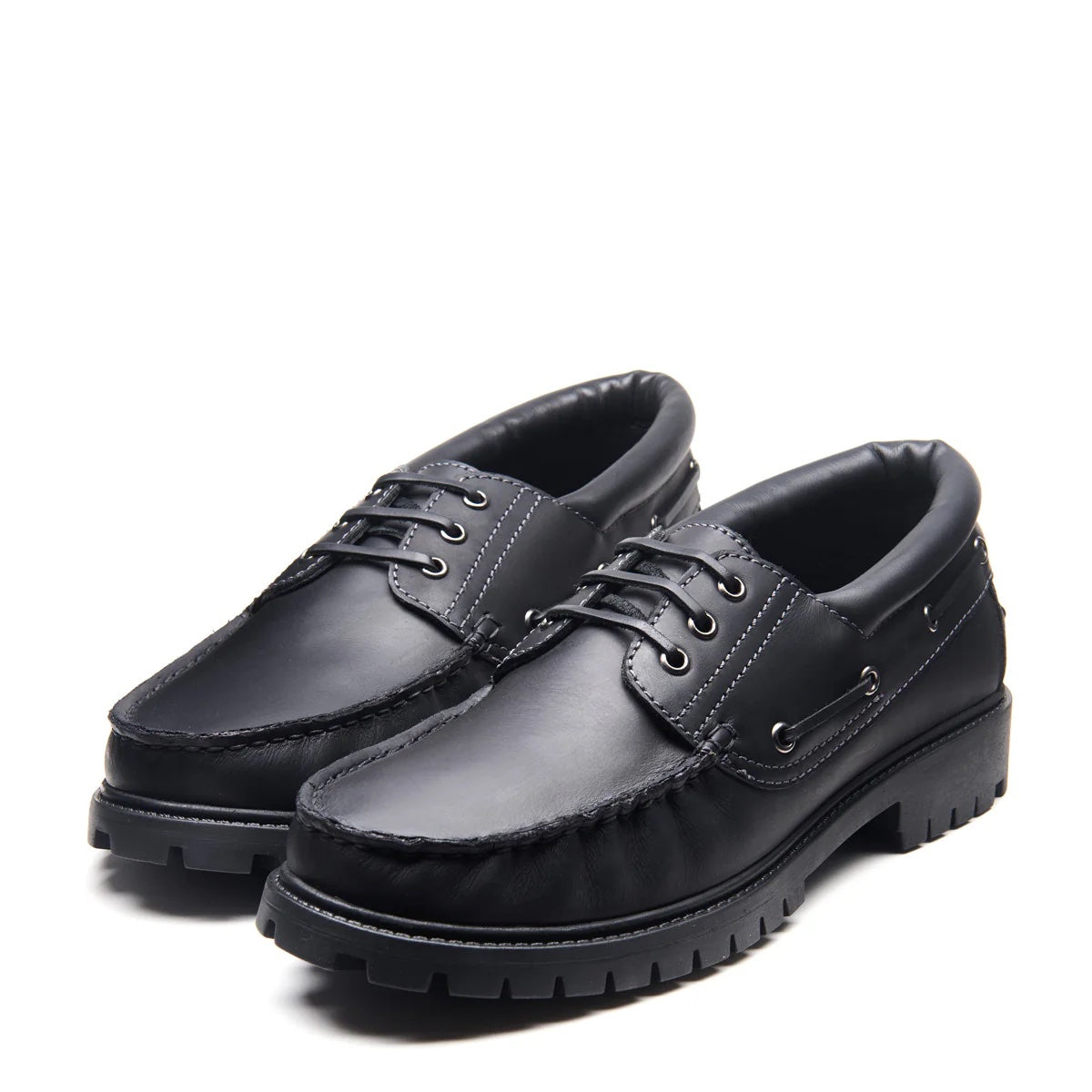 Solovair The Boat Shoe Black Greasy