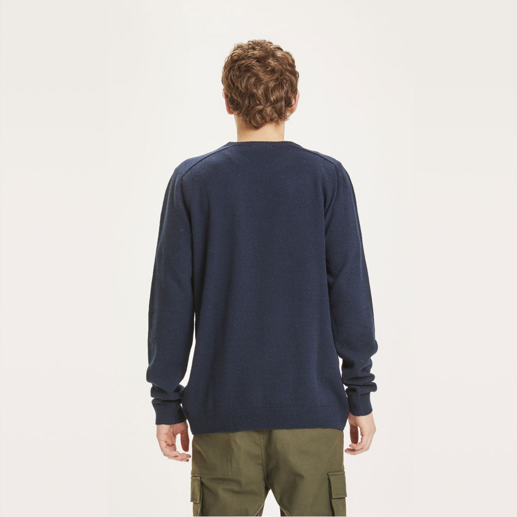 Knowledge Cotton Apparel Lambswool Pullover Blau