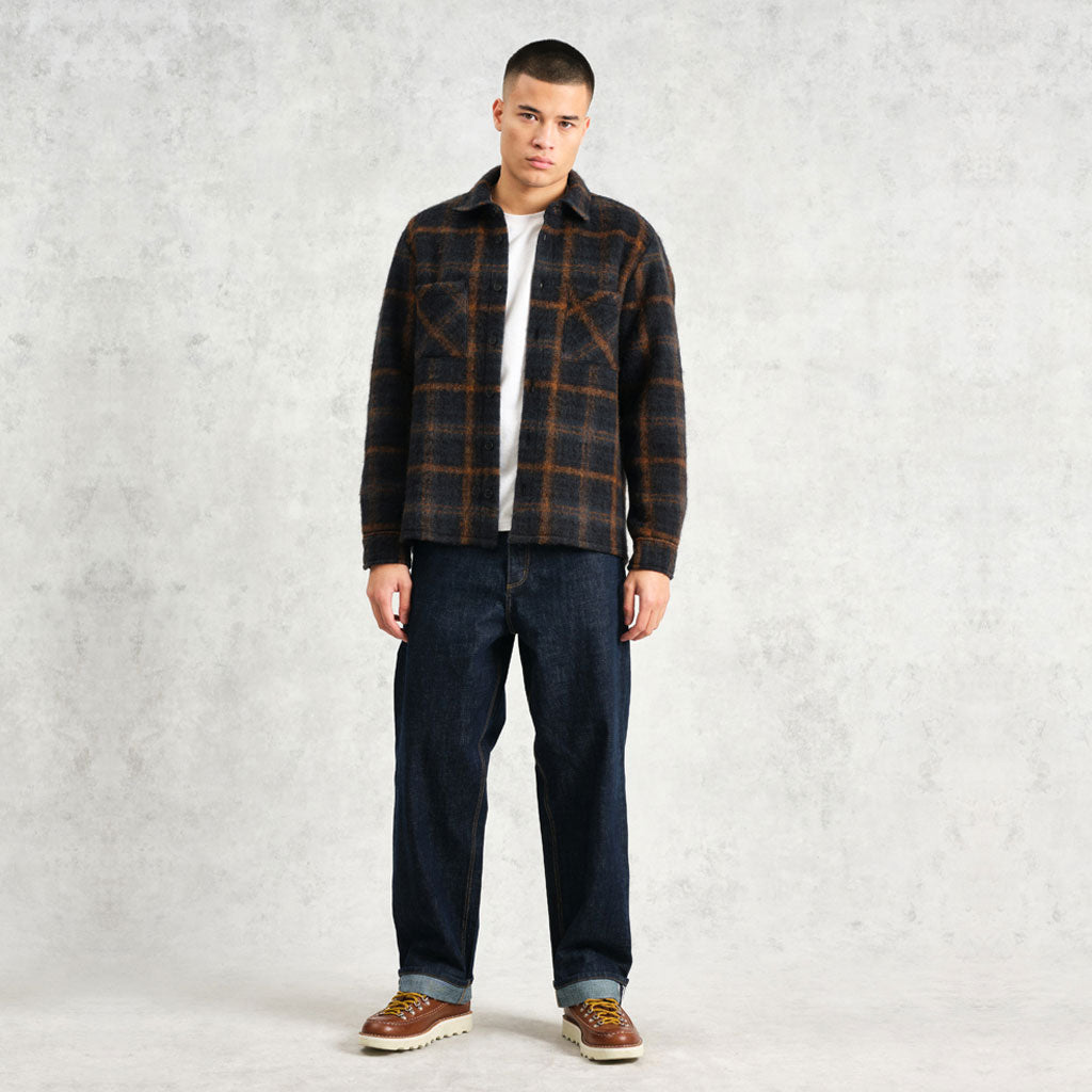 Wax London Whiting Overshirt Caramel Navy