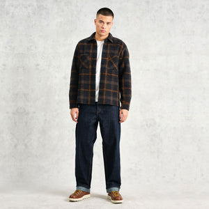 Wax London Whiting Overshirt Caramel Navy