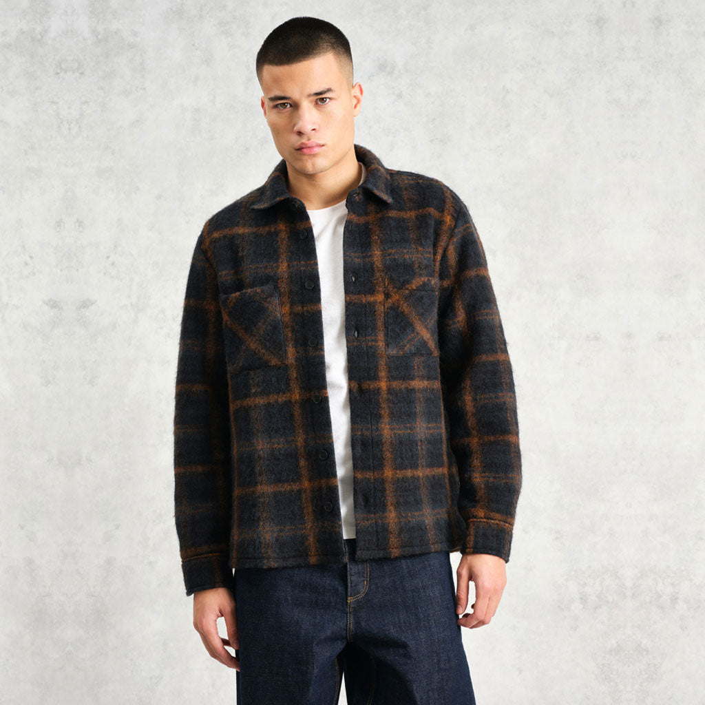 Wax London Whiting Overshirt Caramel Navy