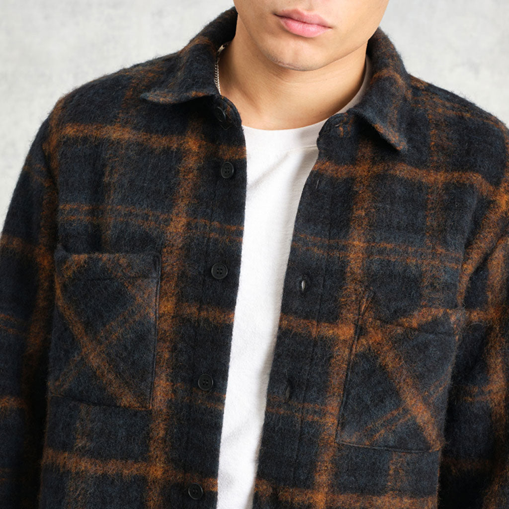 Wax London Whiting Overshirt Caramel Navy
