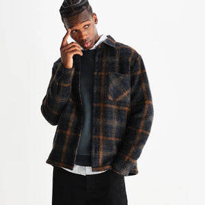 Wax London Whiting Overshirt Caramel Navy