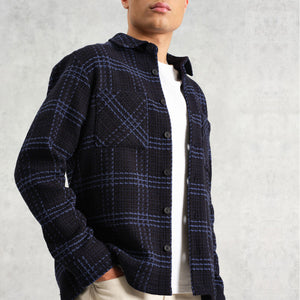 Wax London Whiting Overshirt Blue Skate