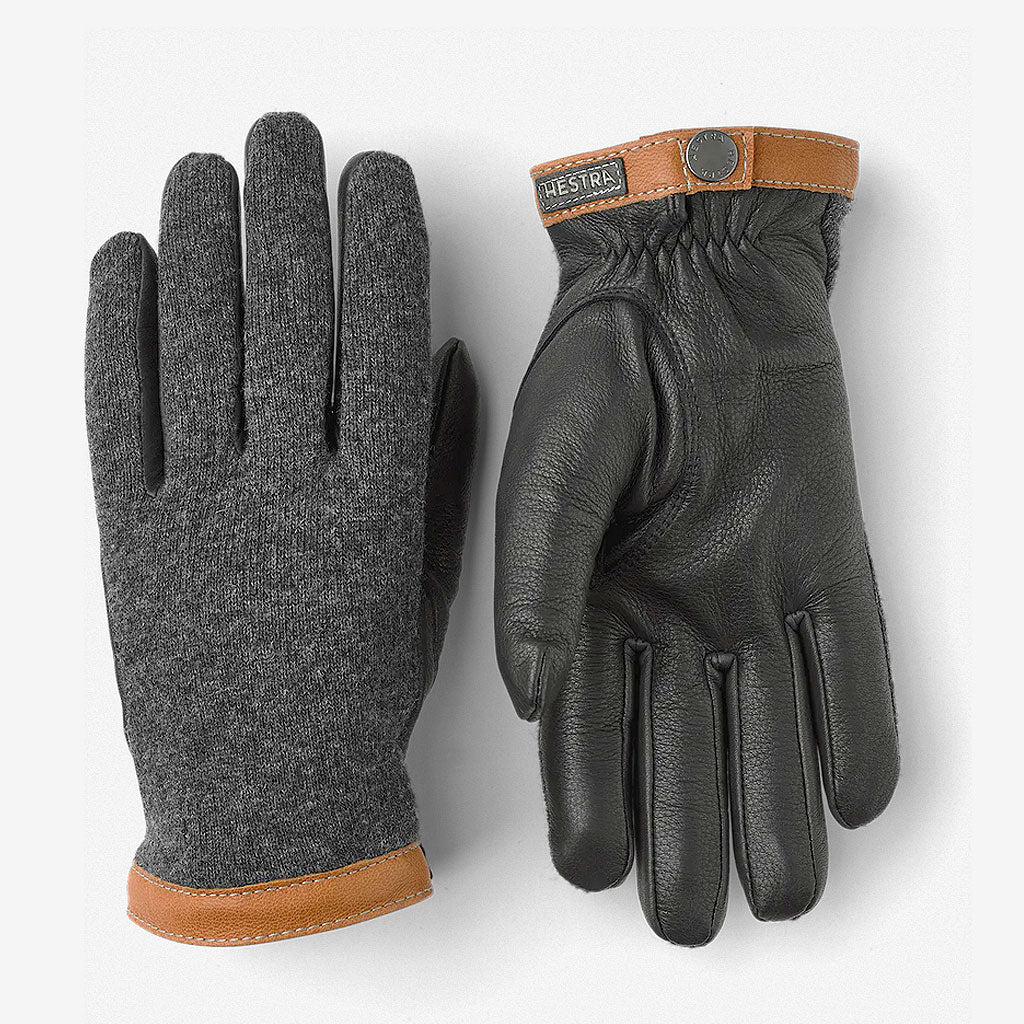 Hestra Handschuh Deerskin Wool Tricot Grau